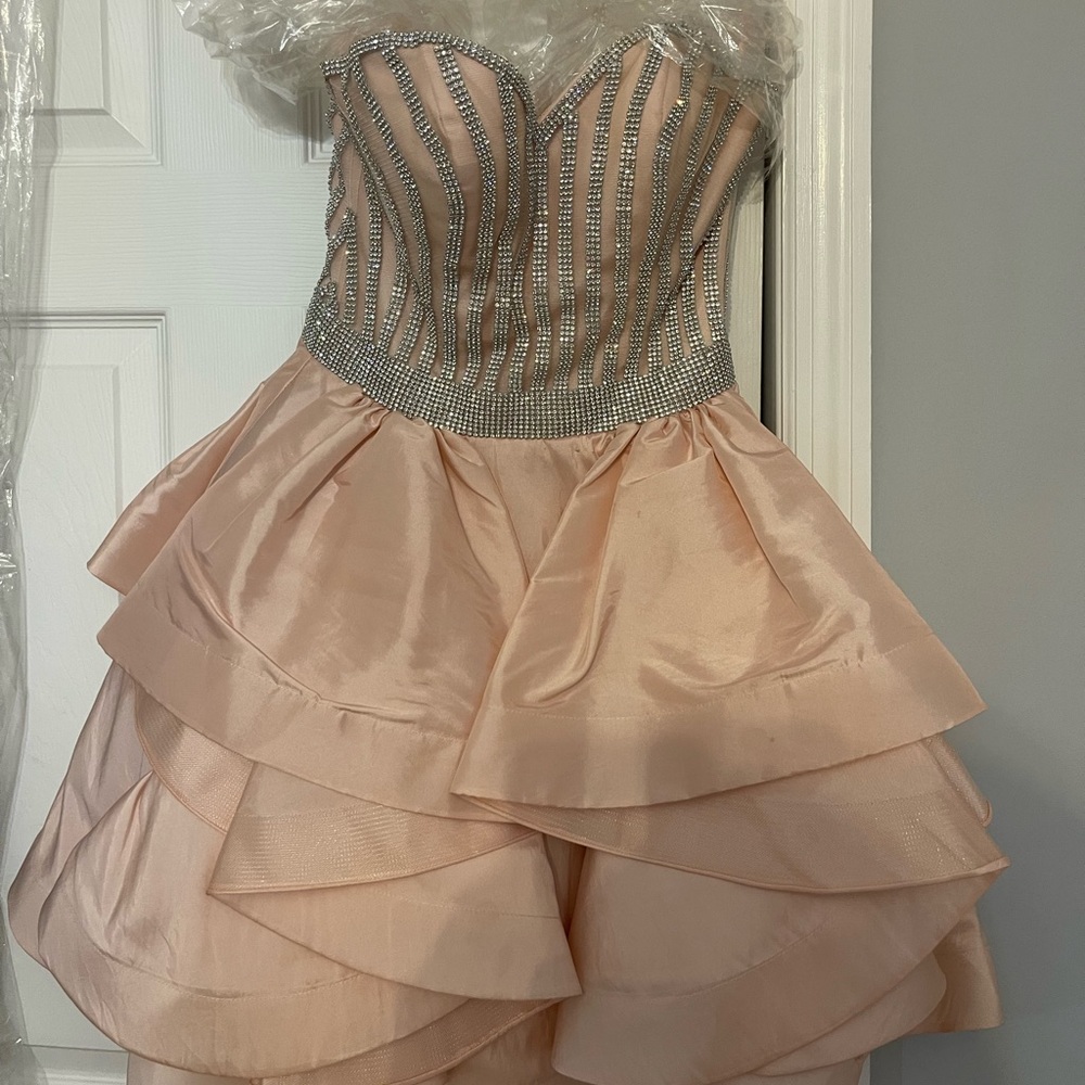 Camille La Vie Blush Pink Mini Sequin Dress with Ruffles. size 2